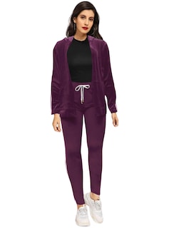 Foto 1 | Conjunto Pants Mujer Sudadera Y Pant Aterciopelado Conj-015 Morado Set Dama