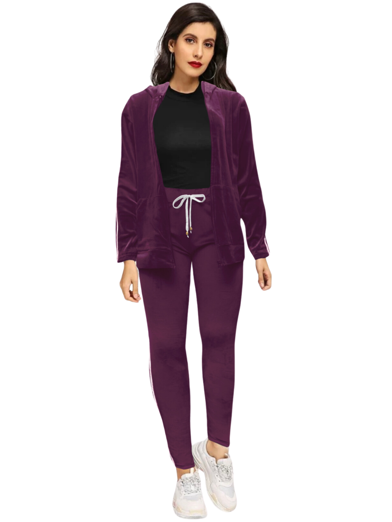 Conjunto Pants Mujer Sudadera Y Pant Aterciopelado Conj-015 Morado Set Dama