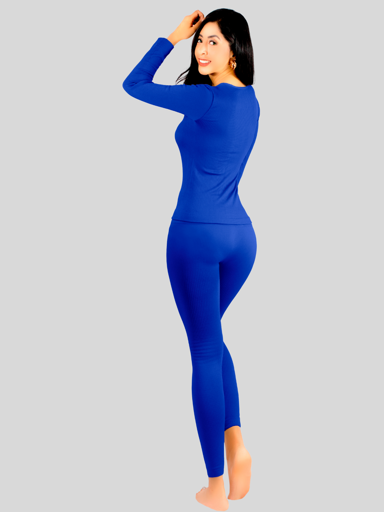 Foto 4 pulgar | Conjunto Térmico Mujer Pijamas Blusa Y Legging Conj-024-3 Azul Rey Piyama Pyjama