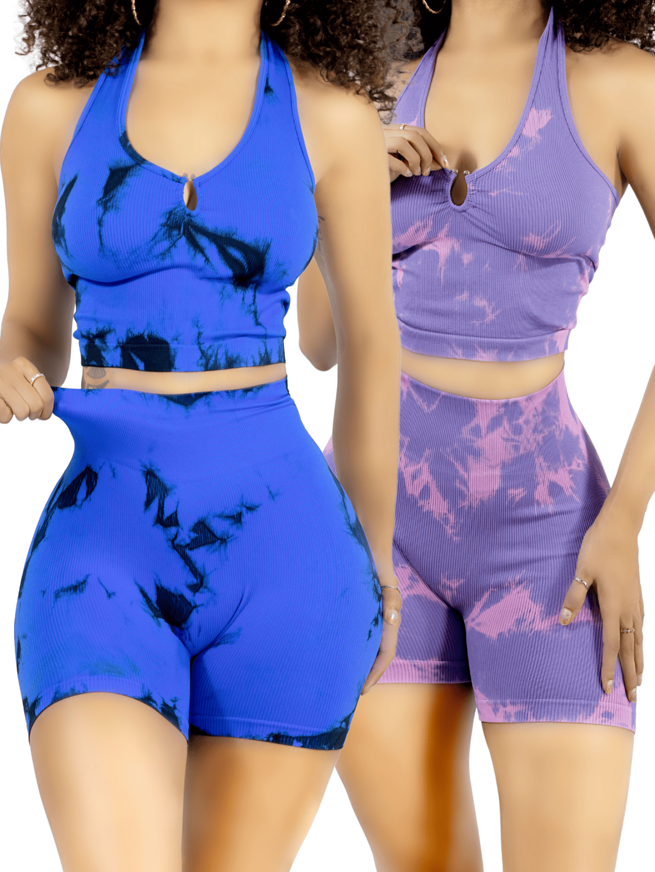 Foto 1 | Set De Dos Conjunto Deportivo Casual Mujer Short Y Blusa Stretch Tye-dye Conj-065 Variedad De Colores Comodidad Y Estilo