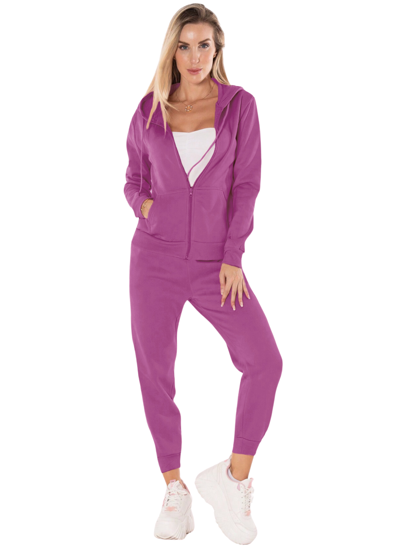 Foto 2 pulgar | Conjunto Pants y Sudadera Conj-07 Violeta Térmico