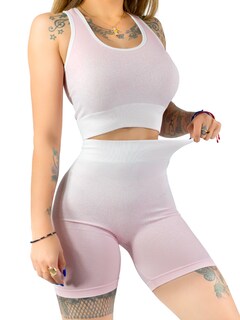 Foto 1 | Conjunto Deportivo Casual Mujer Short Y Blusa Stretch Conj-068 Rosa Comodidad Y Estilo