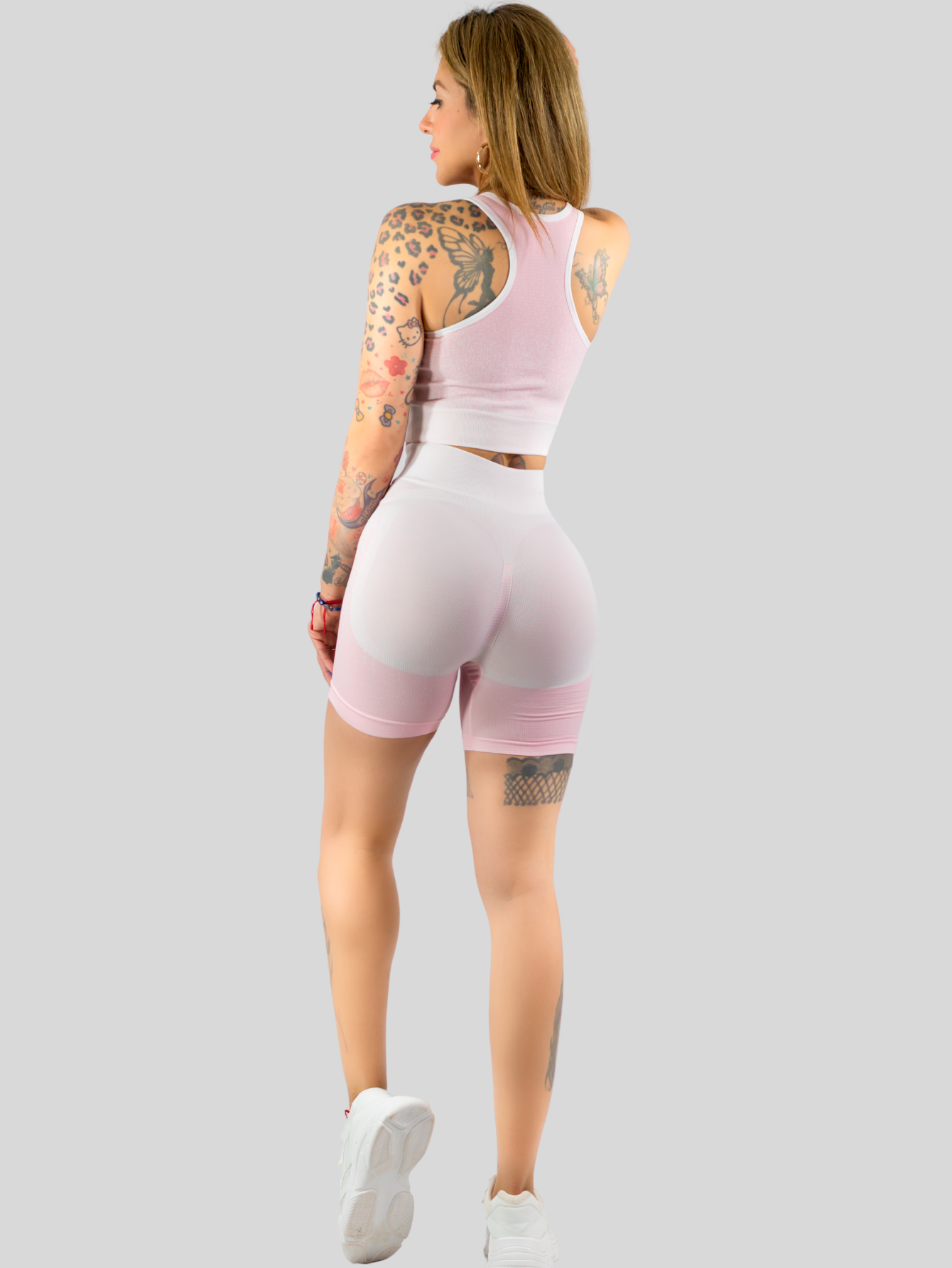 Foto 4 pulgar | Conjunto Deportivo Casual Mujer Short Y Blusa Stretch Conj-068 Rosa Comodidad Y Estilo