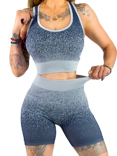 Foto 1 | Conjunto Deportivo Casual Mujer Short Y Blusa Stretch Conj-068 Marino Comodidad Y Estilo