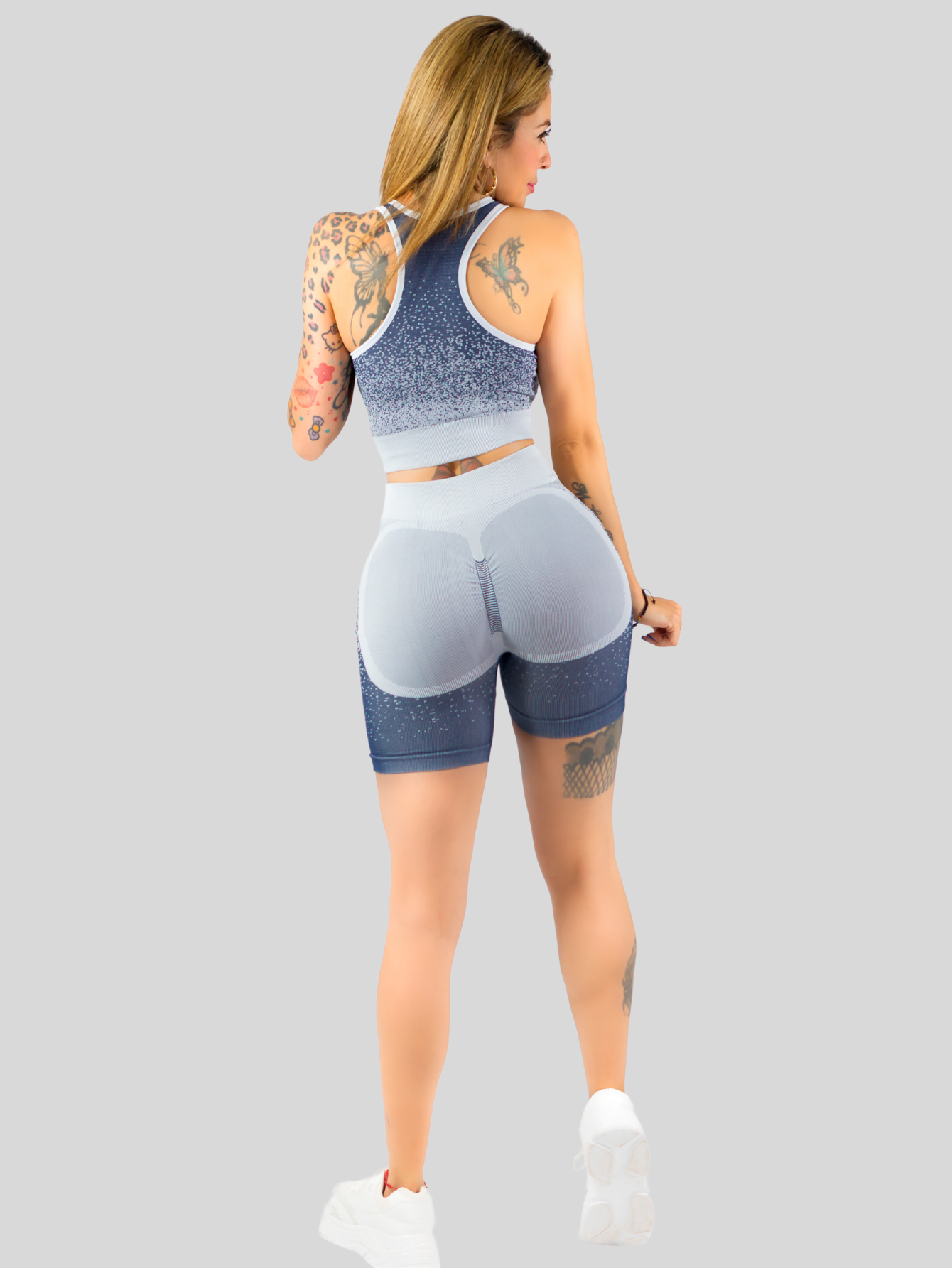 Foto 4 pulgar | Conjunto Deportivo Casual Mujer Short Y Blusa Stretch Conj-068 Marino Comodidad Y Estilo