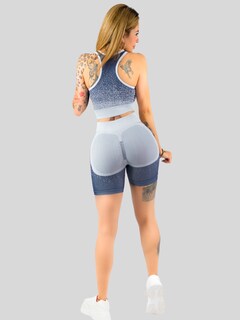 Foto 3 | Conjunto Deportivo Casual Mujer Short Y Blusa Stretch Conj-068 Marino Comodidad Y Estilo