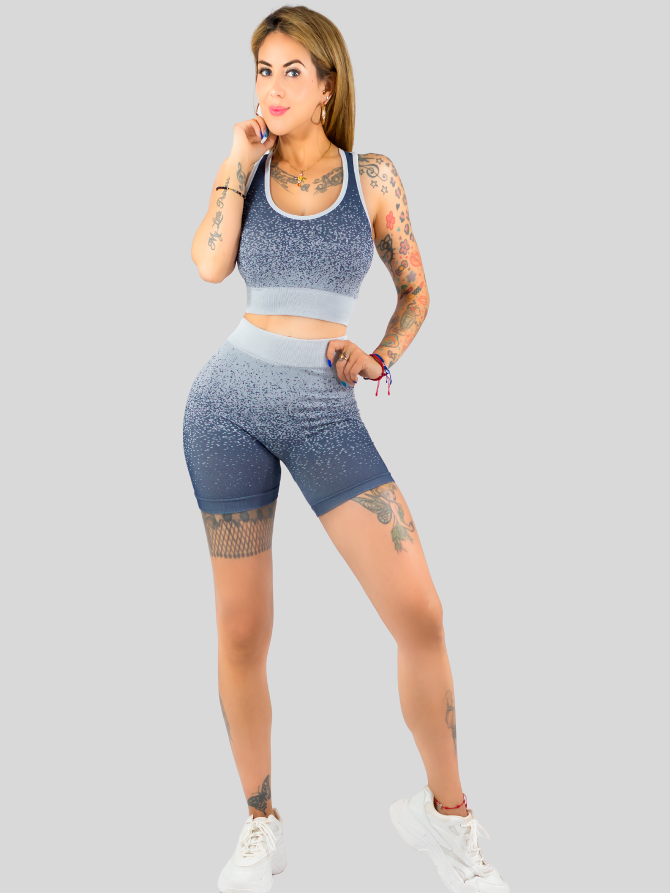 Foto 5 pulgar | Conjunto Deportivo Casual Mujer Short Y Blusa Stretch Conj-068 Marino Comodidad Y Estilo