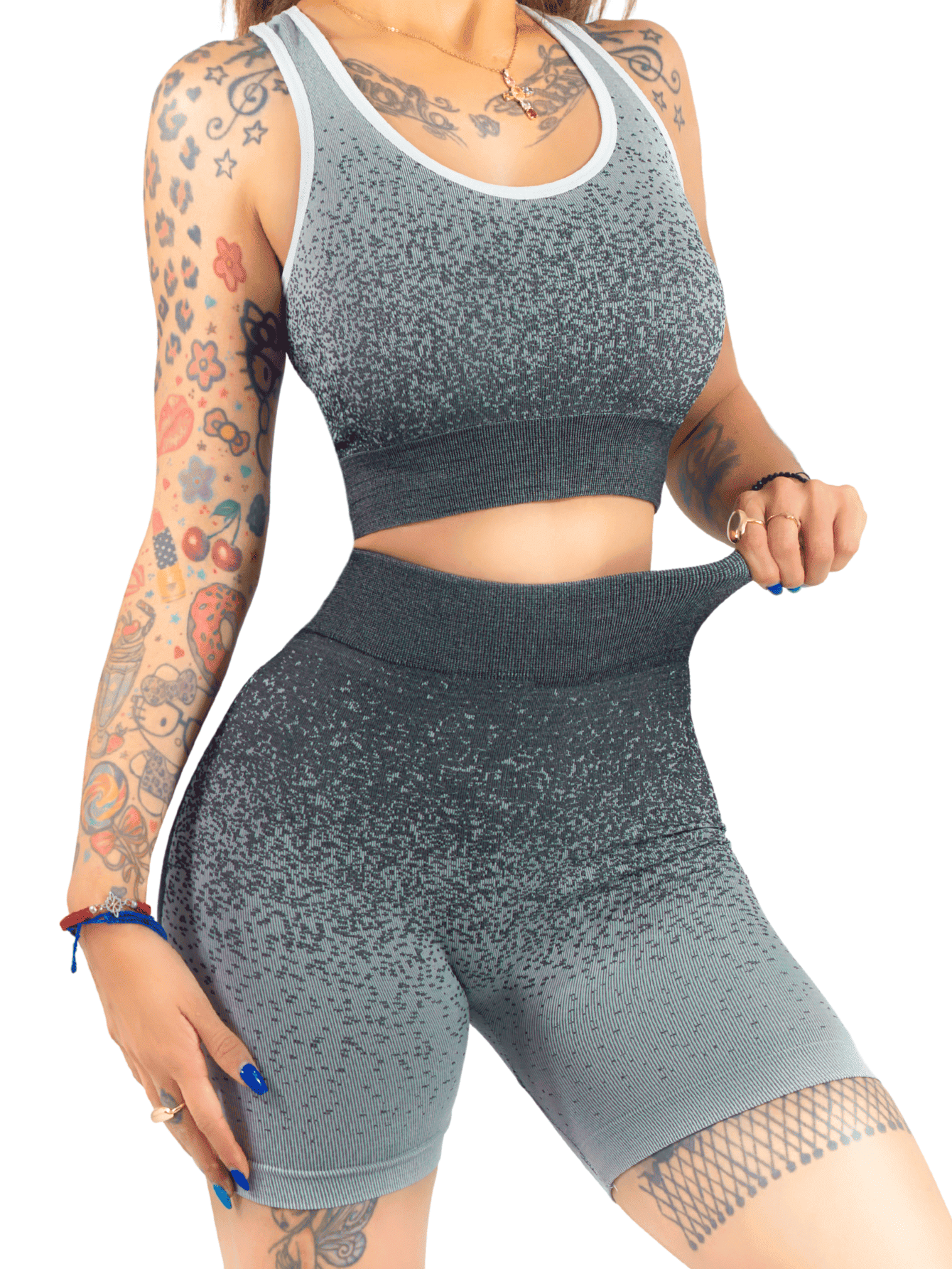 Conjunto Deportivo Casual Mujer Short Y Blusa Stretch Conj-068 Gris Comodidad Y Estilo