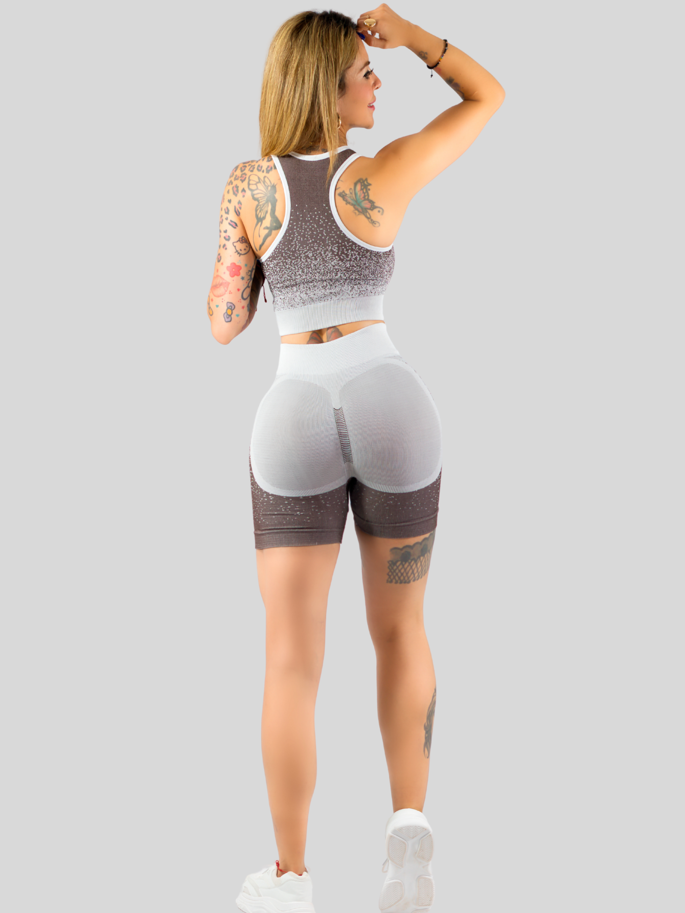 Foto 4 pulgar | Conjunto Deportivo Casual Mujer Short Y Blusa Stretch Conj-068 Cafe Comodidad Y Estilo