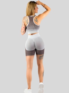 Foto 3 | Conjunto Deportivo Casual Mujer Short Y Blusa Stretch Conj-068 Cafe Comodidad Y Estilo