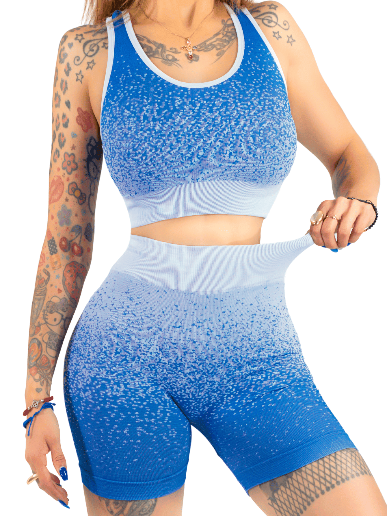 Conjunto Deportivo Casual Mujer Short Y Blusa Stretch Conj-068 Azul Rey Comodidad Y Estilo