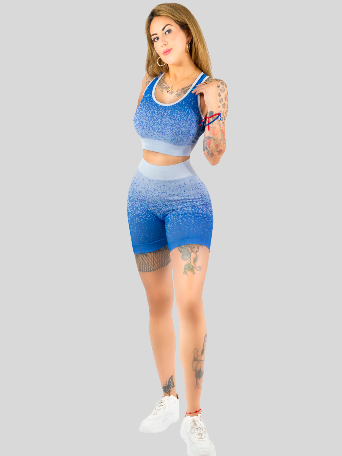 Foto 3 pulgar | Conjunto Deportivo Casual Mujer Short Y Blusa Stretch Conj-068 Azul Rey Comodidad Y Estilo