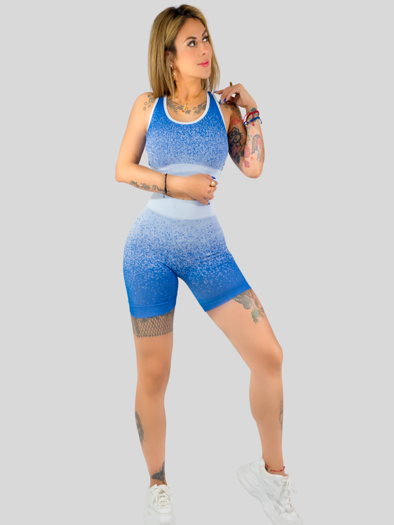 Foto 5 pulgar | Conjunto Deportivo Casual Mujer Short Y Blusa Stretch Conj-068 Azul Rey Comodidad Y Estilo