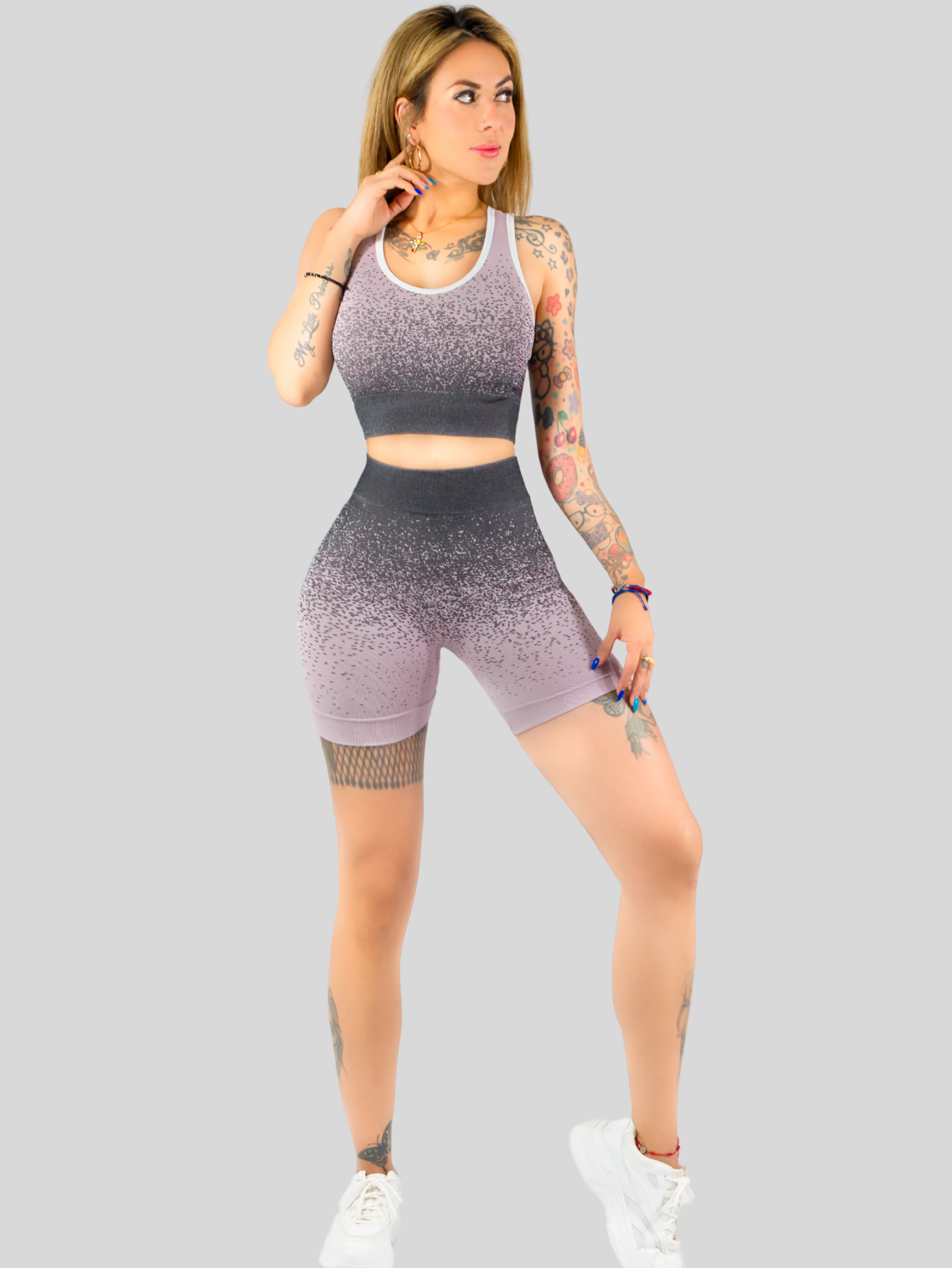 Foto 2 | Set De Dos Conjunto Deportivo Casual Mujer Conj-068-px2 Variedad De Colores Short Y Blusa Stretch