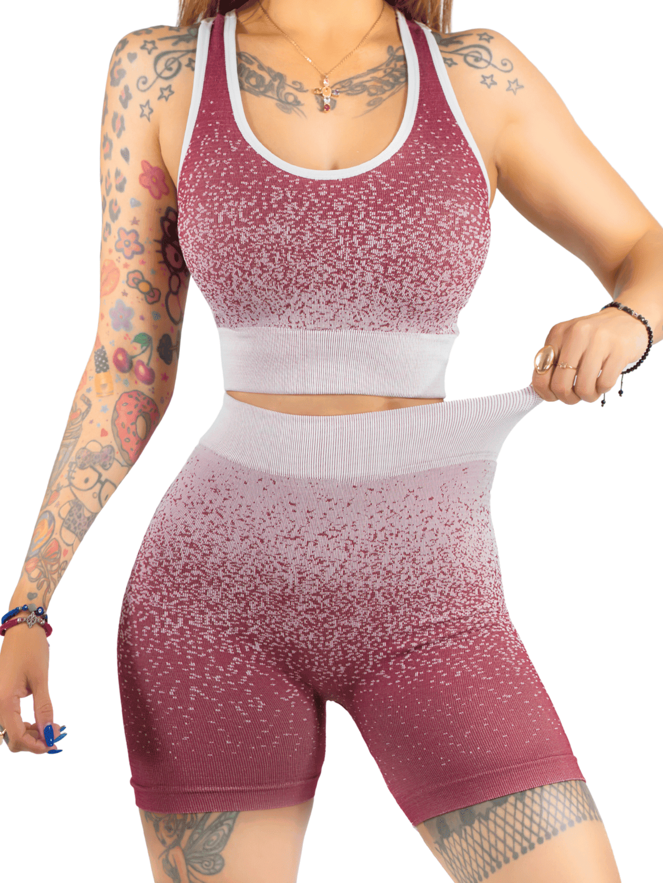 Conjunto Deportivo Casual Mujer Short Y Blusa Stretch Conj-068 Vino Comodidad Y Estilo