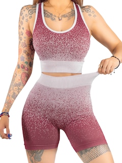 Foto 1 | Conjunto Deportivo Casual Mujer Short Y Blusa Stretch Conj-068 Vino Comodidad Y Estilo