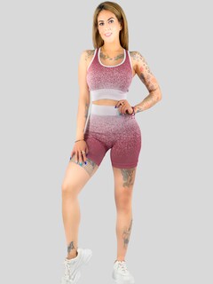 Foto 2 | Set De Dos Conjunto Deportivo Casual Mujer Conj-068-px2 Variedad De Colores Short Y Blusa Stretch