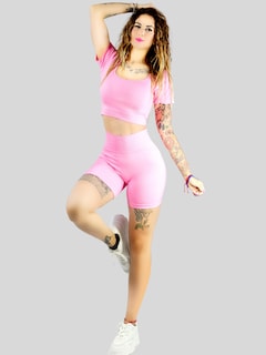 Foto 4 | Set De Dos Conjunto Deportivo De Mujer De Short Y Blusa Conj-066 Variedad De Colores Stretch Push Up