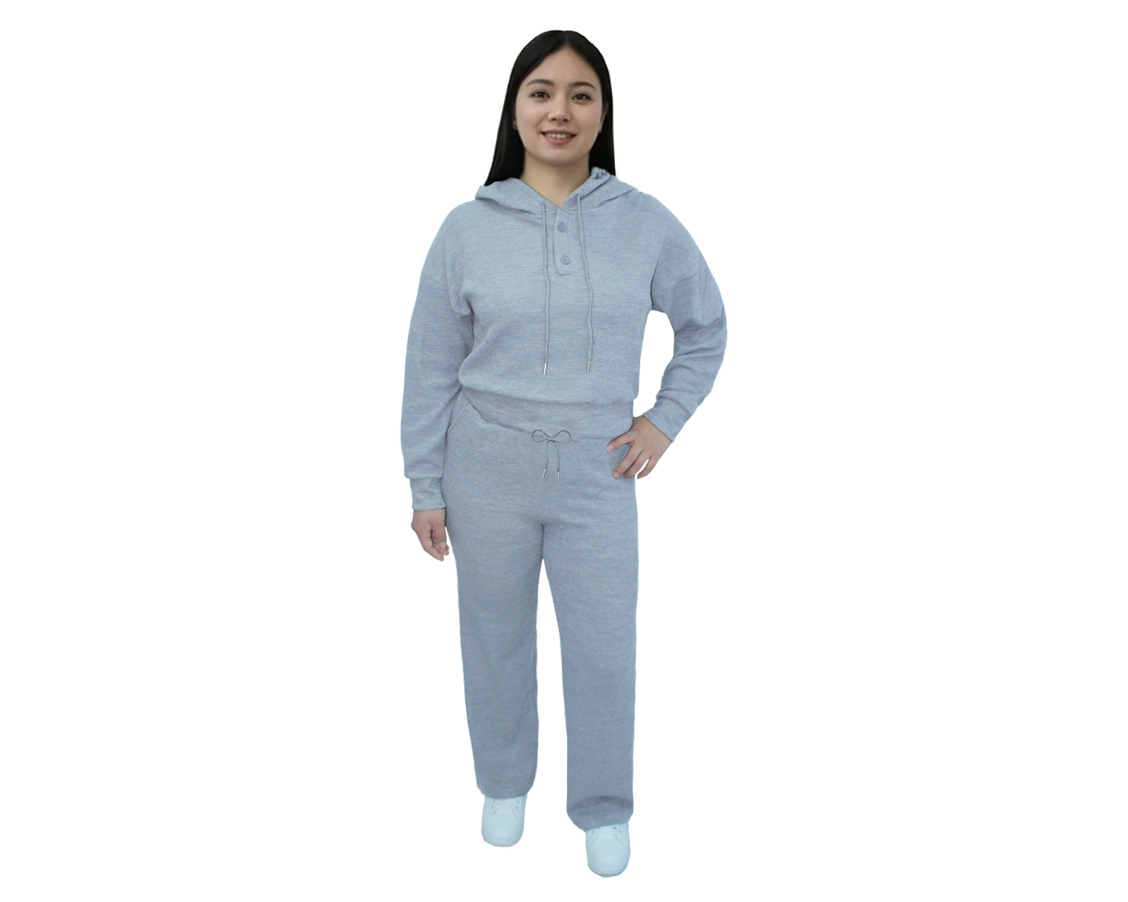 Conjunto Deportivo Mujer Ocean Point Gris Sudadera Y Pantalón