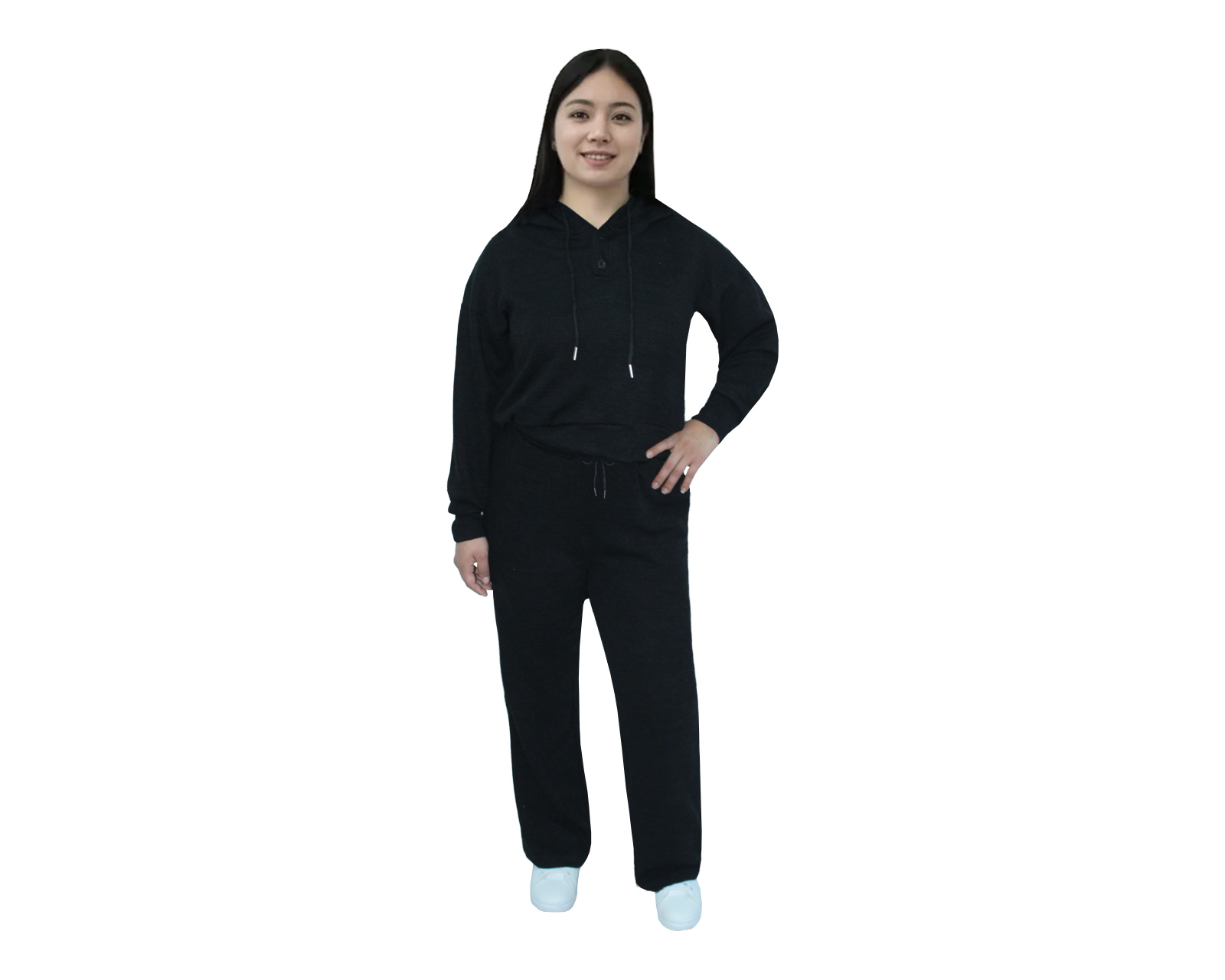 Conjunto Deportivo Mujer Ocean Point Negro Sudadera Y Pantalón