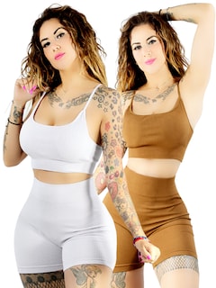Foto 1 | Set De Dos Conjunto Deportivo Casual Mujer Short Y Blusa Stretch Conj-050 Variedad De Colores Comodidad Y Estilo