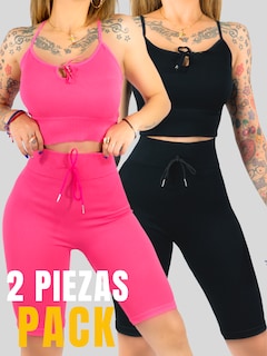 Foto 5 | Set De 2 Conjunto Deportiva Mujer Short Y Blusa Conj-069 Surtido En Color Stretch Fit Push Up