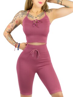 Foto 1 | Conjunto Deportiva Mujer Short Y Blusa Conj-069 Coral Stretch Fit Push Up