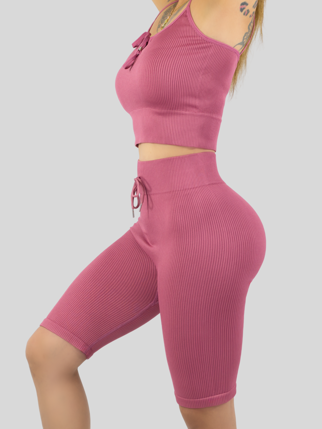 Foto 6 pulgar | Conjunto Deportiva Mujer Short Y Blusa Conj-069 Coral Stretch Fit Push Up