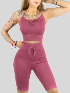 Foto 7 | Conjunto Deportiva Mujer Short Y Blusa Conj-069 Coral Stretch Fit Push Up