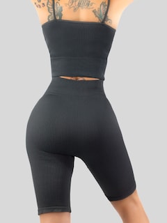 Foto 6 | Conjunto Deportiva Mujer Short Y Blusa Conj-069 Gris Stretch Fit Push Up