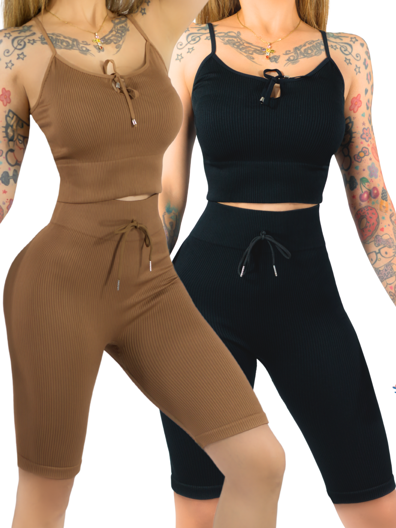 Foto 1 | Set De 2 Conjunto Deportiva Mujer Short Y Blusa Conj-069 Surtido En Color Stretch Fit Push Up