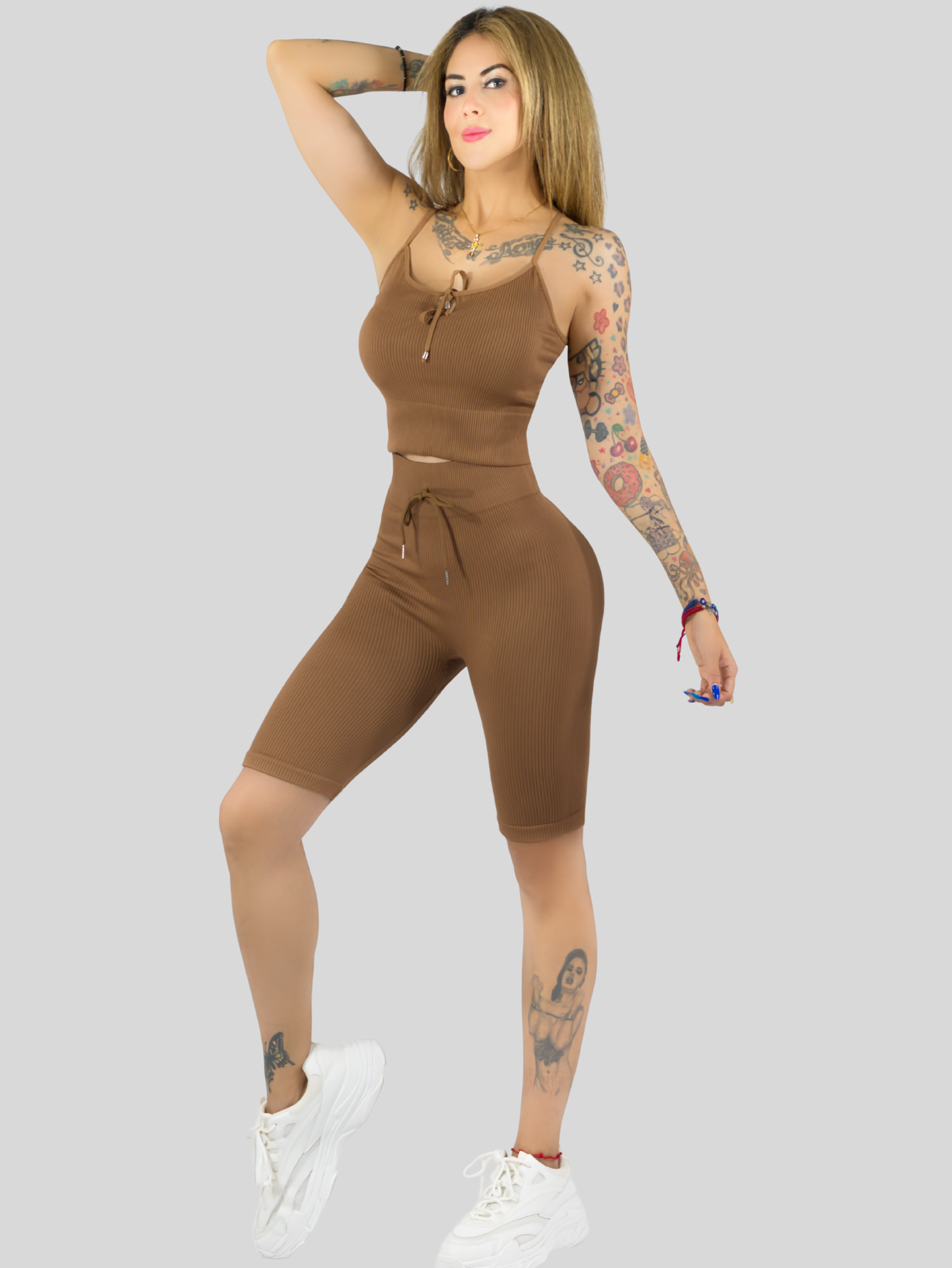 Foto 4 | Set De 2 Conjunto Deportiva Mujer Short Y Blusa Conj-069 Surtido En Color Stretch Fit Push Up