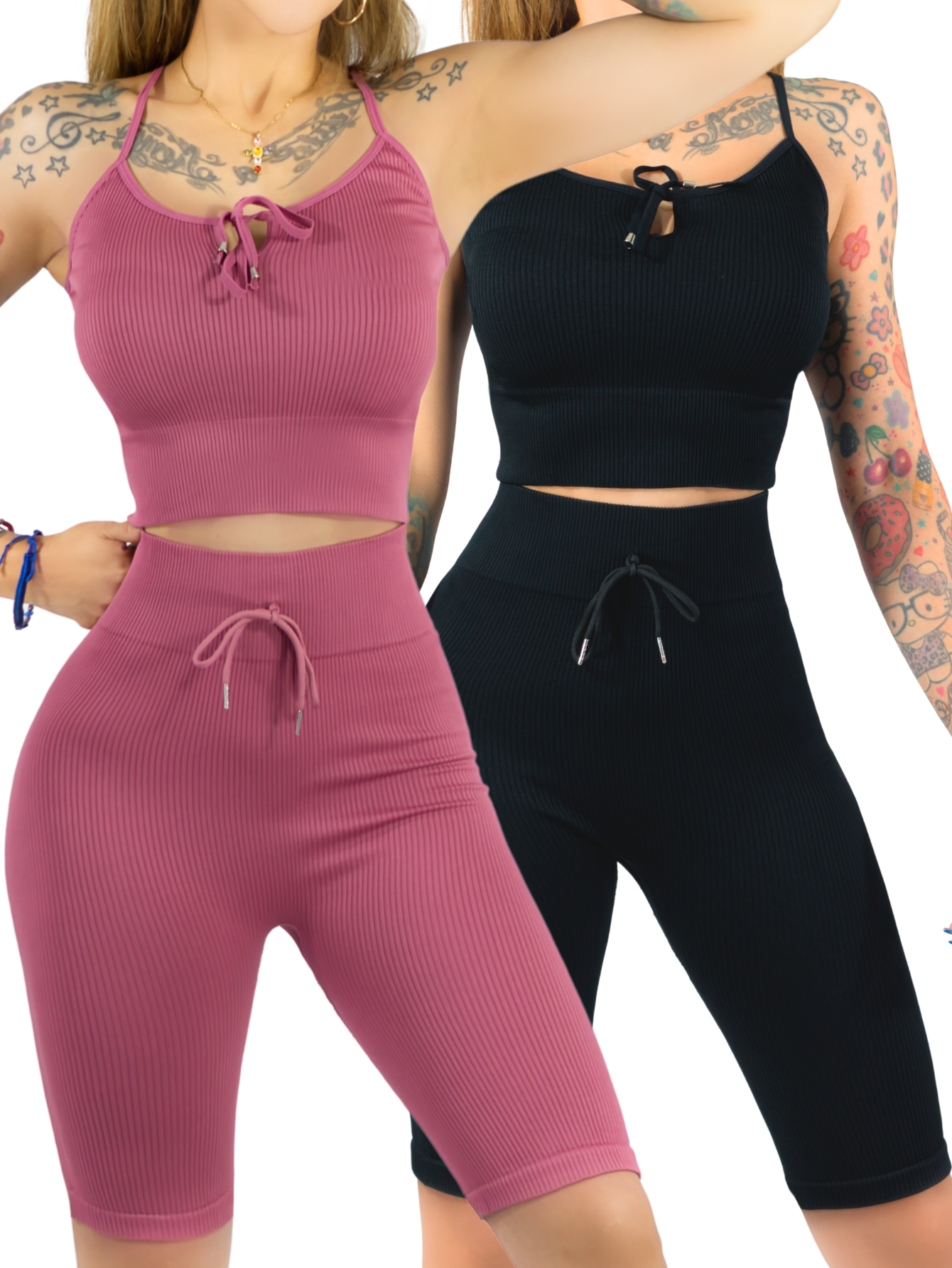 Foto 2 pulgar | Set De 2 Conjunto Deportiva Mujer Short Y Blusa Conj-069 Surtido En Color Stretch Fit Push Up
