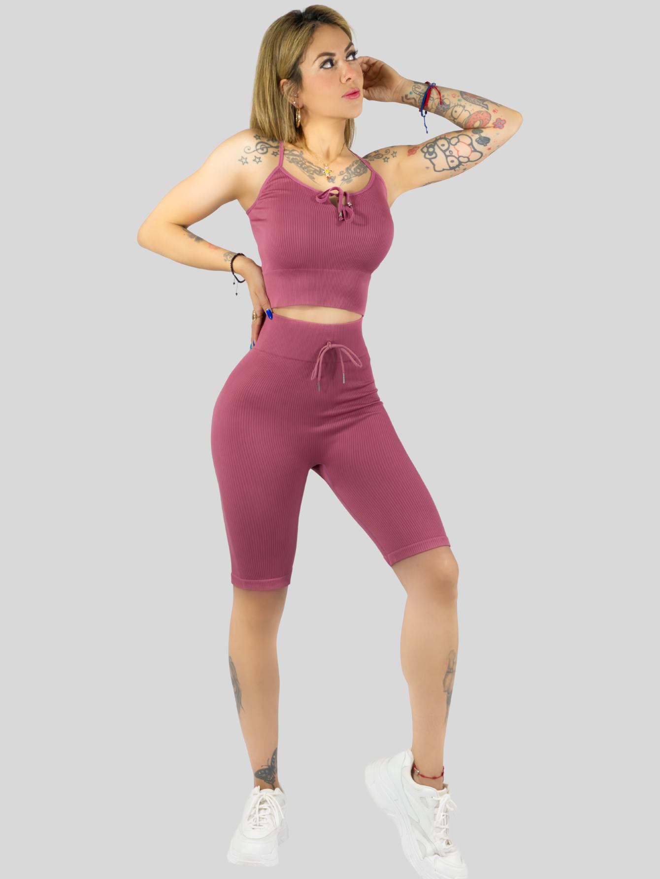 Foto 3 pulgar | Set De 2 Conjunto Deportiva Mujer Short Y Blusa Conj-069 Surtido En Color Stretch Fit Push Up