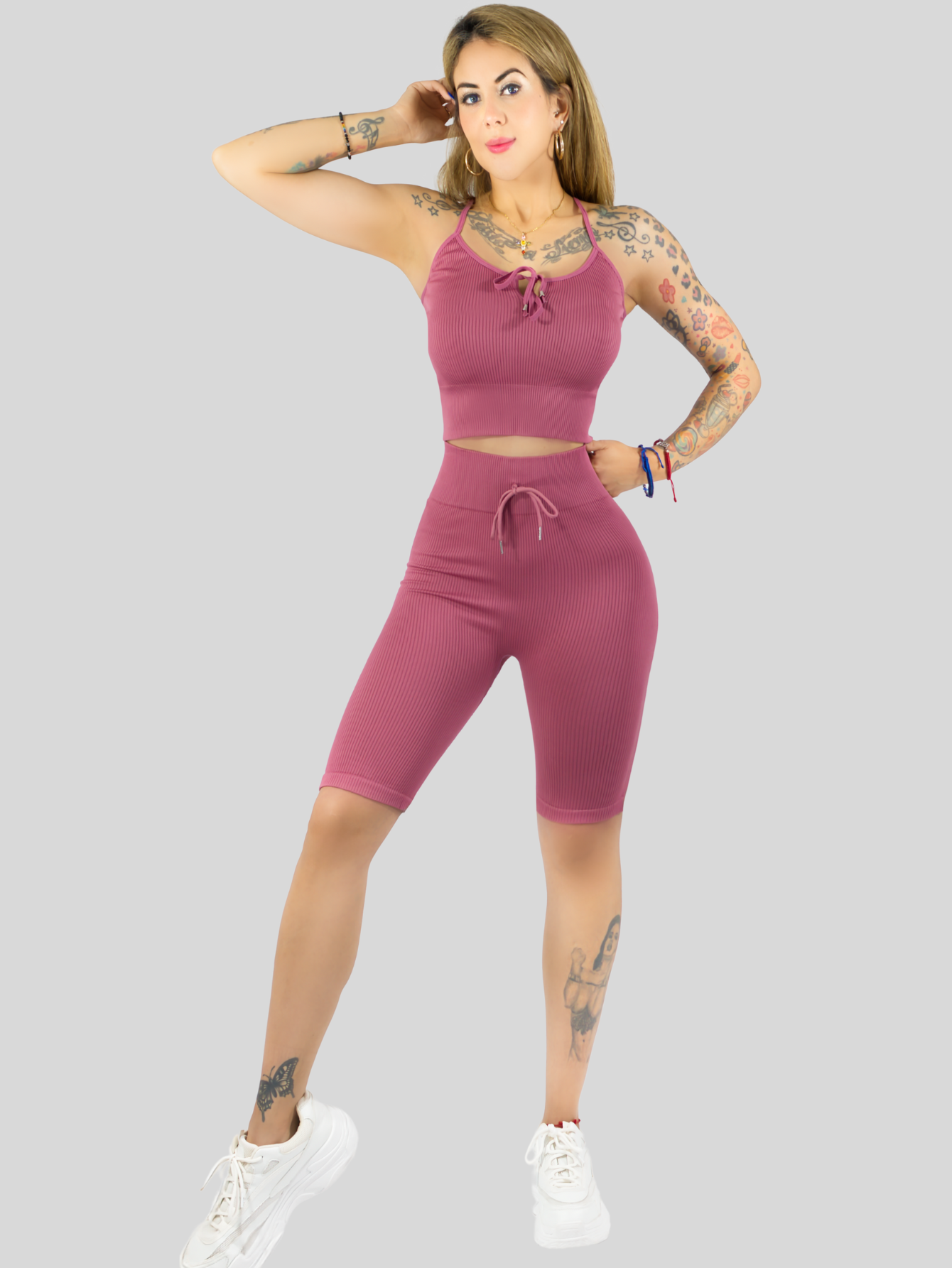 Foto 5 pulgar | Set De 2 Conjunto Deportiva Mujer Short Y Blusa Conj-069 Surtido En Color Stretch Fit Push Up