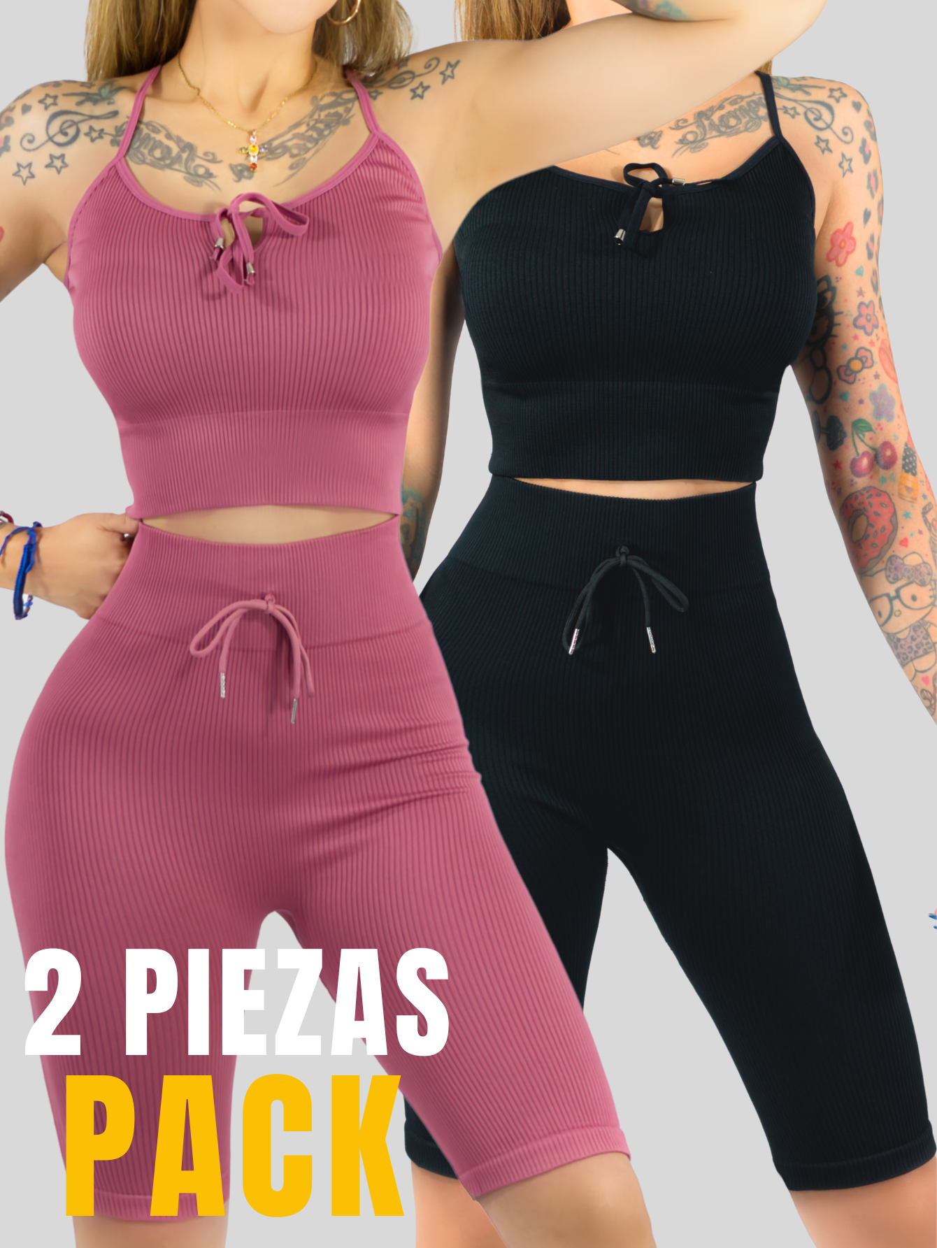 Foto 6 pulgar | Set De 2 Conjunto Deportiva Mujer Short Y Blusa Conj-069 Surtido En Color Stretch Fit Push Up