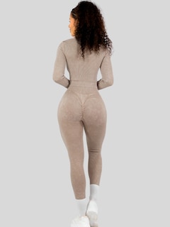 Foto 3 | Set Deportivo Mujer Gym Yoga O Casual Conj-072 Beige Blusa Y Pants