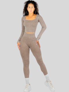 Foto 4 | Set Deportivo Mujer Gym Yoga O Casual Conj-072 Beige Blusa Y Pants