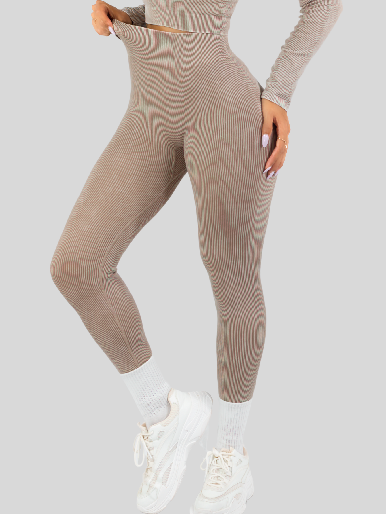 Foto 6 pulgar | Set Deportivo Mujer Gym Yoga O Casual Conj-072 Beige Blusa Y Pants