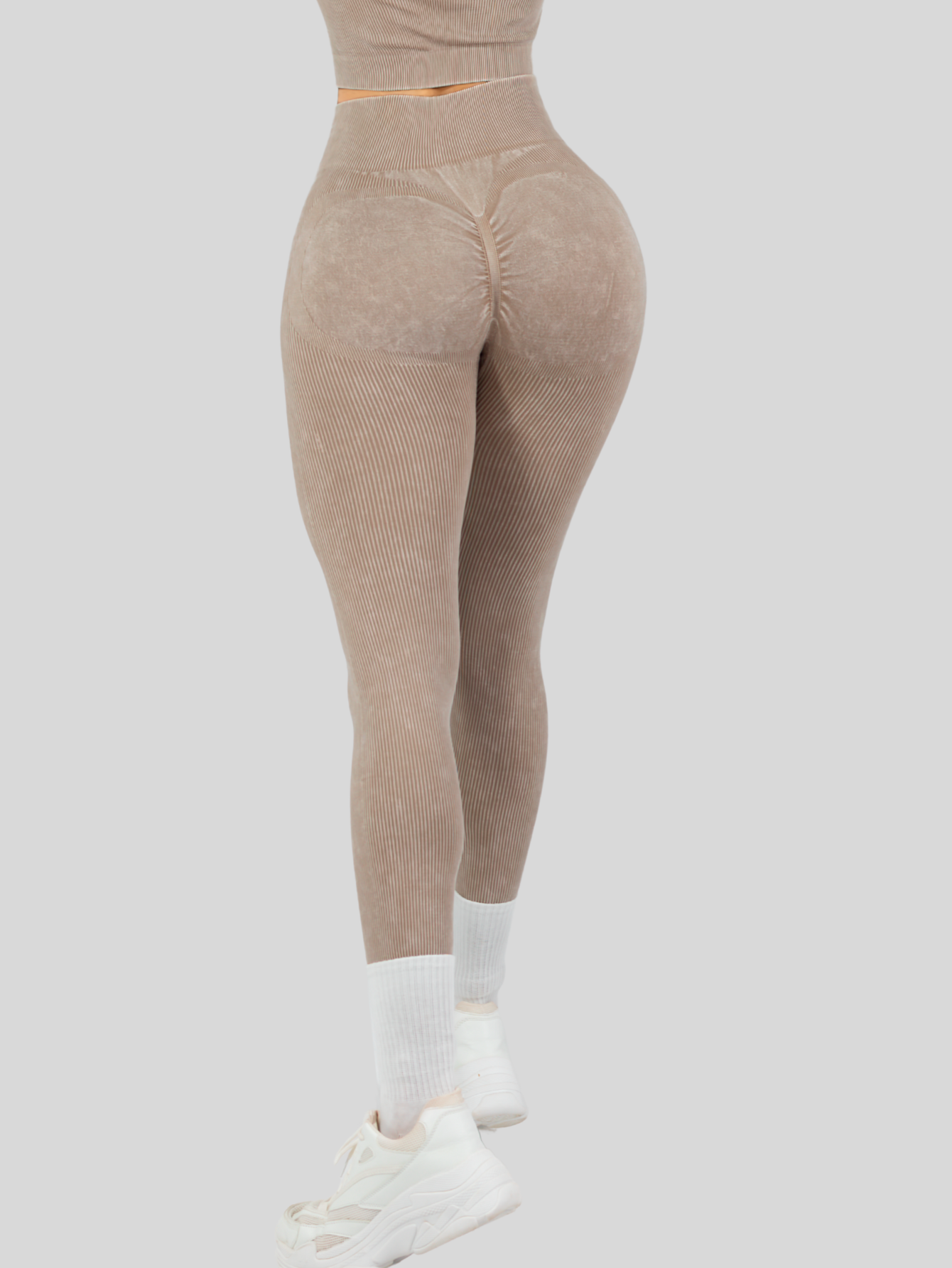Foto 7 pulgar | Set Deportivo Mujer Gym Yoga O Casual Conj-072 Beige Blusa Y Pants