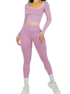 Foto 1 | Set Deportivo Mujer Gym Yoga O Casual Conj-072 Lila Blusa Y Pants