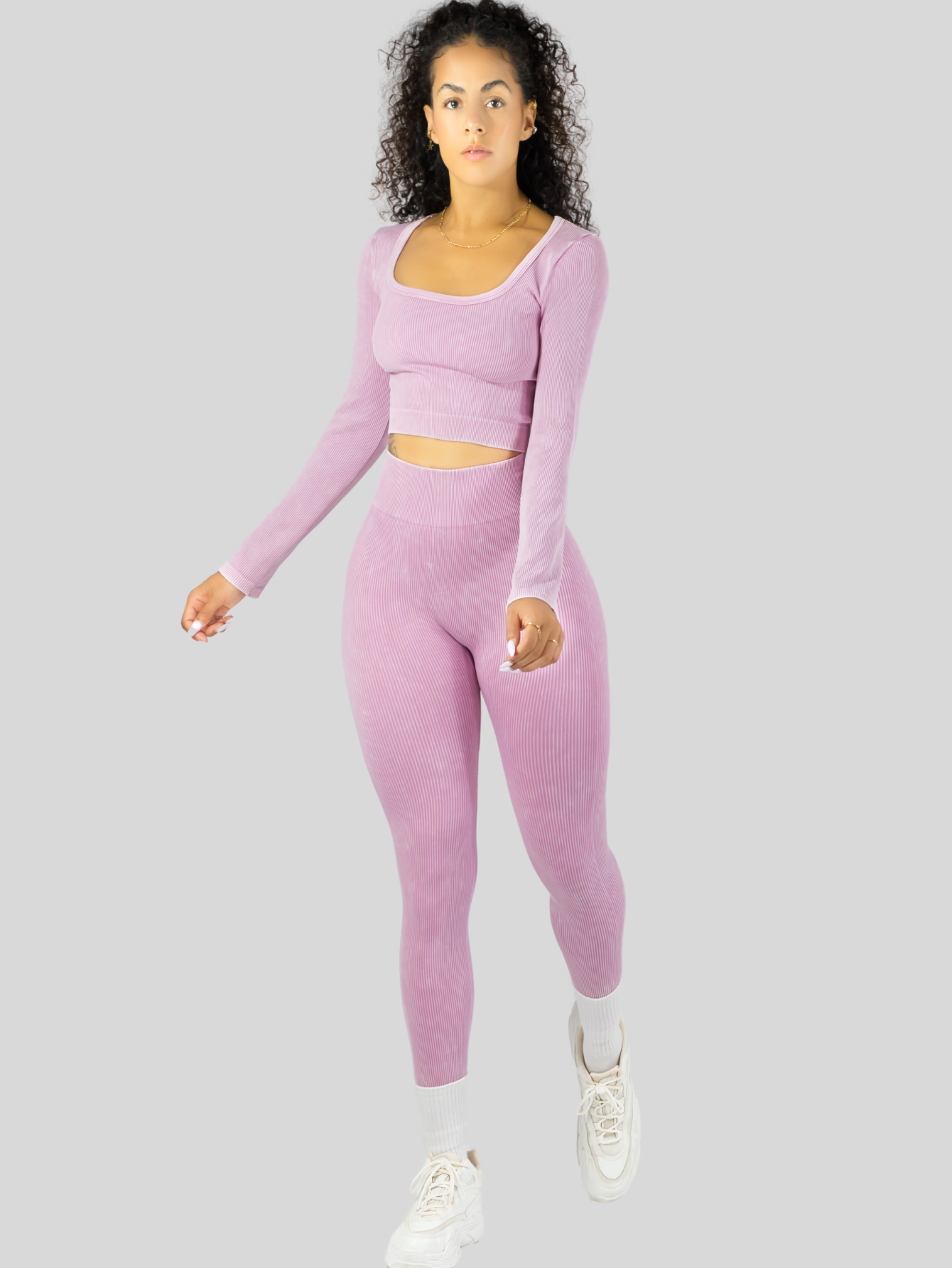 Foto 3 pulgar | Set Deportivo Mujer Gym Yoga O Casual Conj-072 Lila Blusa Y Pants
