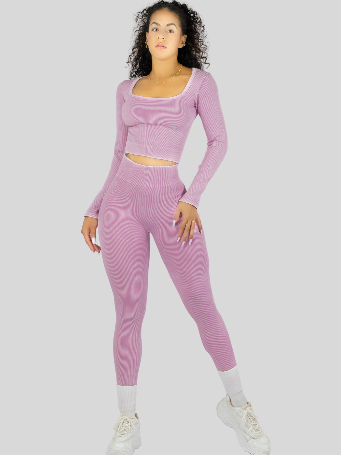 Foto 5 pulgar | Set Deportivo Mujer Gym Yoga O Casual Conj-072 Lila Blusa Y Pants