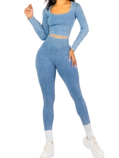 Foto 1 | Set Deportivo Mujer Gym Yoga O Casual Conj-072 Azul Blusa Y Pants