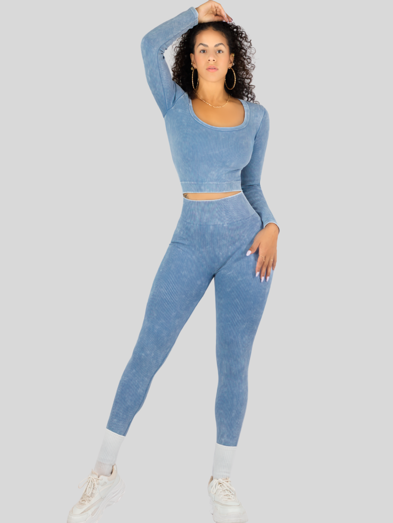 Foto 3 pulgar | Set Deportivo Mujer Gym Yoga O Casual Conj-072 Azul Blusa Y Pants
