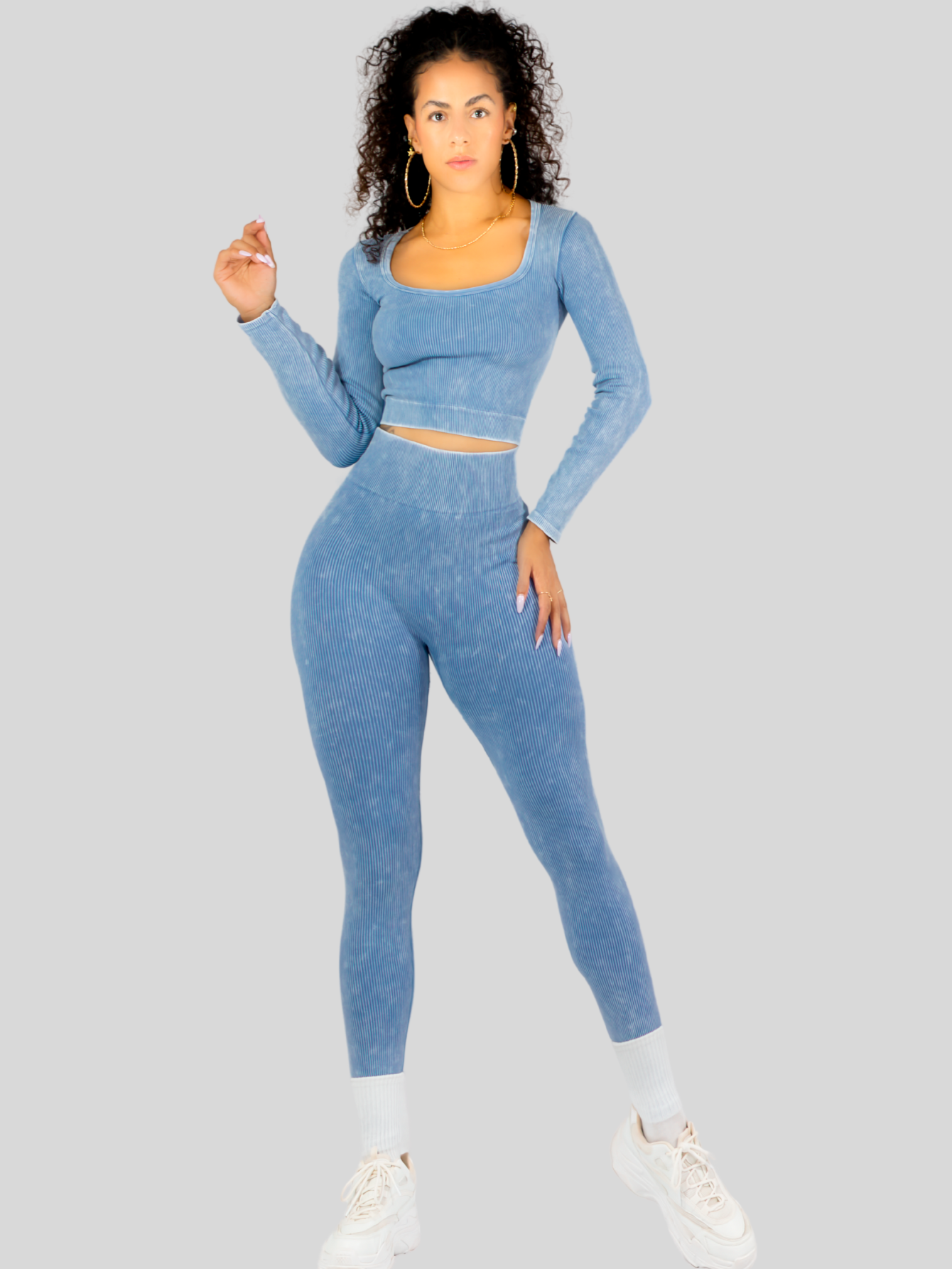 Foto 4 | Set Deportivo Mujer Gym Yoga O Casual Conj-072 Azul Blusa Y Pants
