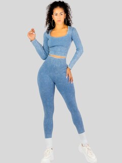 Foto 4 | Set Deportivo Mujer Gym Yoga O Casual Conj-072 Azul Blusa Y Pants