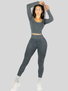 Foto 2 | Set Deportivo Mujer Gym Yoga O Casual Conj-072 Gris Oscuro Blusa Y Pants
