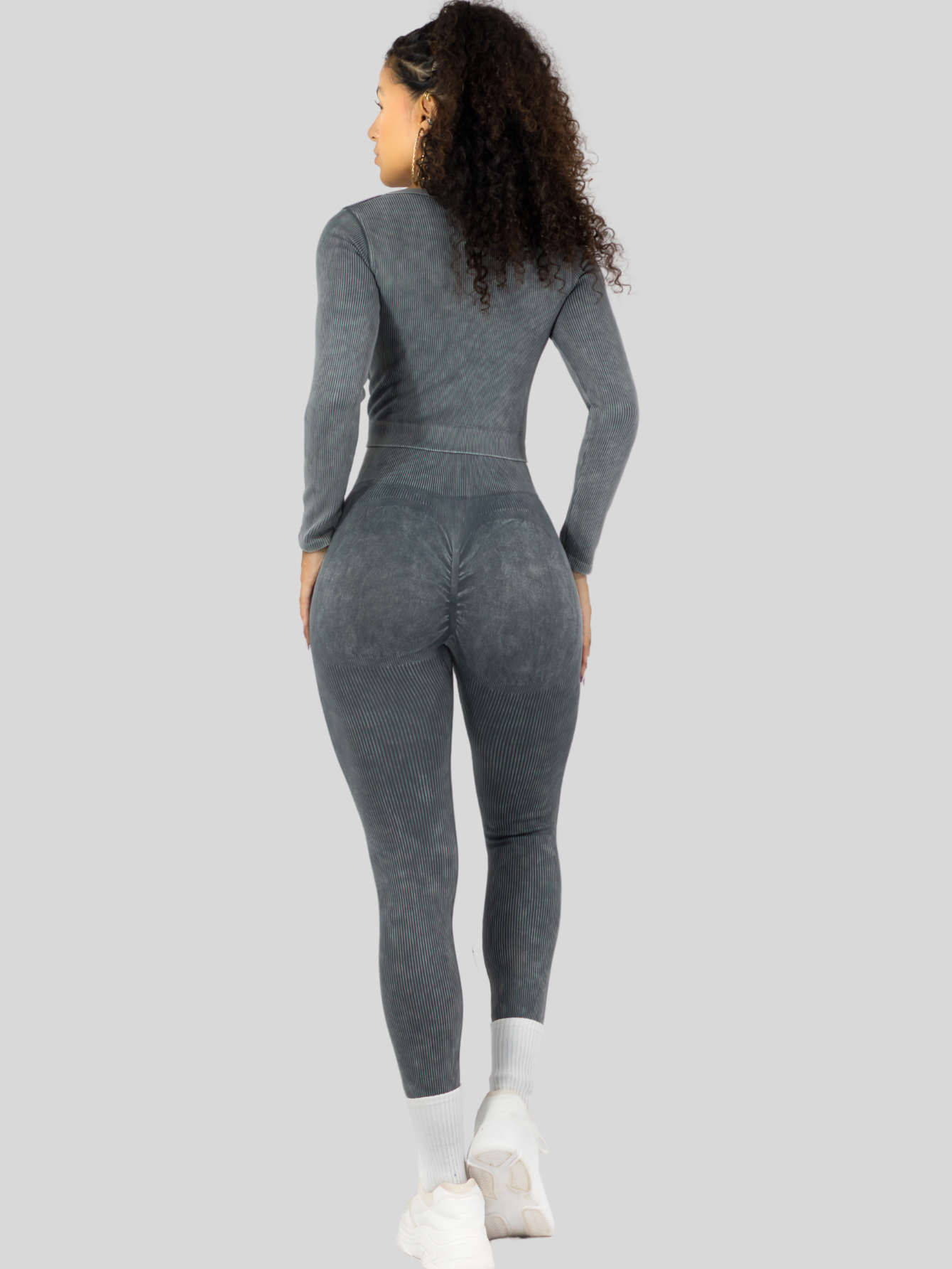 Foto 4 pulgar | Set Deportivo Mujer Gym Yoga O Casual Conj-072 Gris Oscuro Blusa Y Pants