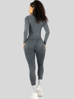 Foto 3 | Set Deportivo Mujer Gym Yoga O Casual Conj-072 Gris Oscuro Blusa Y Pants
